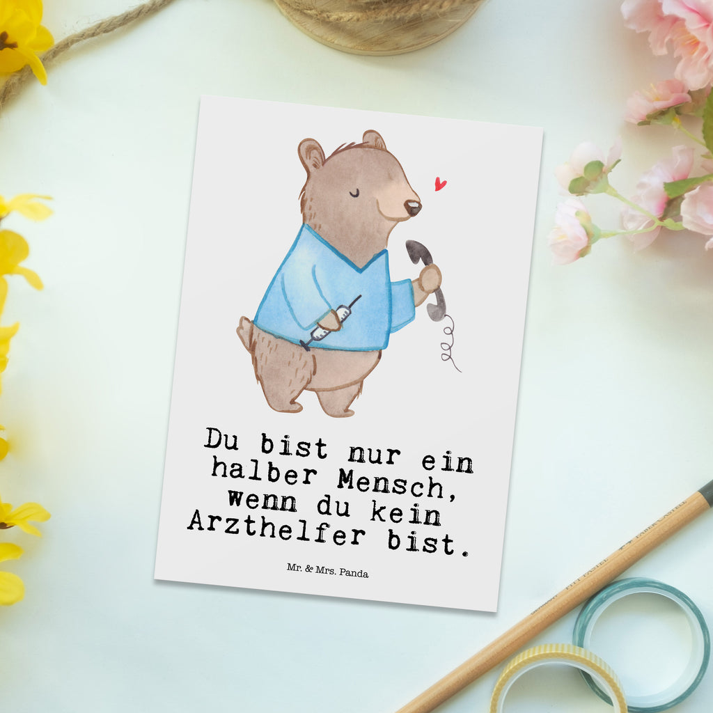 Postkarte Arzthelfer mit Herz Geschenkkarte, Grußkarte, Karte, Einladung, Ansichtskarte, Geburtstagskarte, Einladungskarte, Dankeskarte, Beruf, Ausbildung, Jubiläum, Abschied, Rente, Kollege, Kollegin, Geschenk, Schenken, Arbeitskollege, Mitarbeiter, Firma, Danke, Dankeschön, Arzthelfer, Medizinischer Fachangestellter