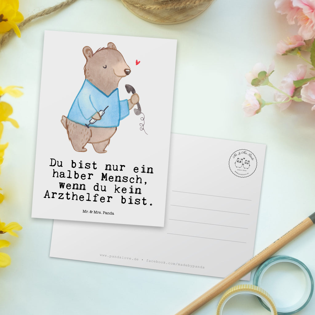 Postkarte Arzthelfer mit Herz Geschenkkarte, Grußkarte, Karte, Einladung, Ansichtskarte, Geburtstagskarte, Einladungskarte, Dankeskarte, Beruf, Ausbildung, Jubiläum, Abschied, Rente, Kollege, Kollegin, Geschenk, Schenken, Arbeitskollege, Mitarbeiter, Firma, Danke, Dankeschön, Arzthelfer, Medizinischer Fachangestellter