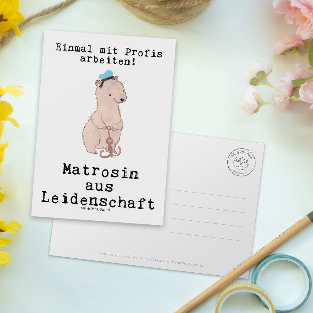Postkarte Matrosin aus Leidenschaft Geschenkkarte, Grußkarte, Karte, Einladung, Ansichtskarte, Geburtstagskarte, Einladungskarte, Beruf, Ausbildung, Jubiläum, Abschied, Rente, Kollege, Kollegin, Geschenk, Schenken, Arbeitskollege, Mitarbeiter, Firma, Danke, Dankeschön, Matrosin, Seeleute, Schiff, Schiffsmechanikerin