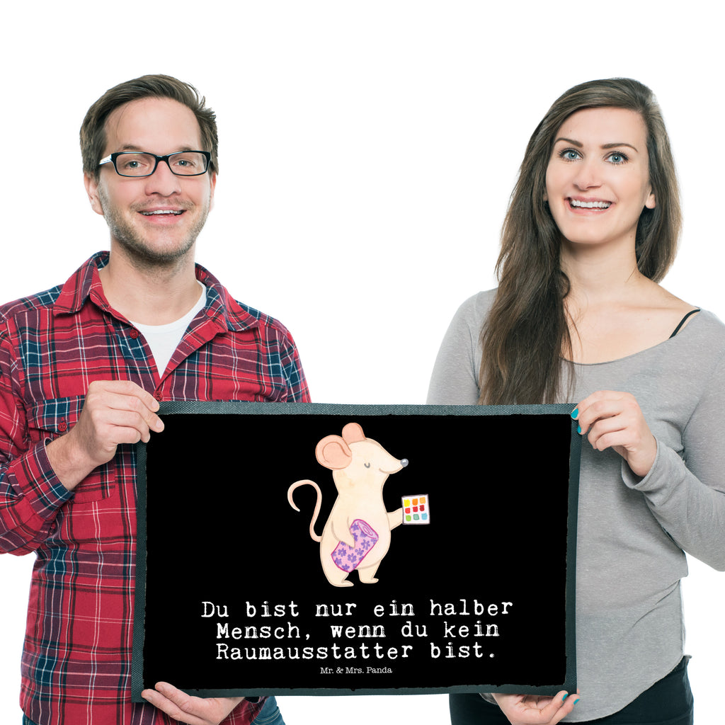 Fußmatte Raumausstatter mit Herz  Türvorleger, Schmutzmatte, Fußabtreter, Matte, Schmutzfänger, Fußabstreifer, Schmutzfangmatte, Türmatte, Motivfußmatte,  Haustürmatte, Vorleger  Beruf, Ausbildung, Jubiläum, Abschied, Rente, Kollege, Kollegin, Geschenk, Schenken, Arbeitskollege, Mitarbeiter, Firma, Danke, Dankeschön
