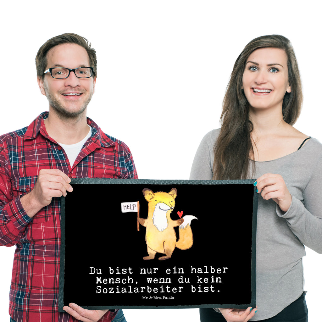 Fußmatte Sozialarbeiter mit Herz Türvorleger, Schmutzmatte, Fußabtreter, Matte, Schmutzfänger, Fußabstreifer, Schmutzfangmatte, Türmatte, Motivfußmatte, Haustürmatte, Vorleger, Beruf, Ausbildung, Jubiläum, Abschied, Rente, Kollege, Kollegin, Geschenk, Schenken, Arbeitskollege, Mitarbeiter, Firma, Danke, Dankeschön
