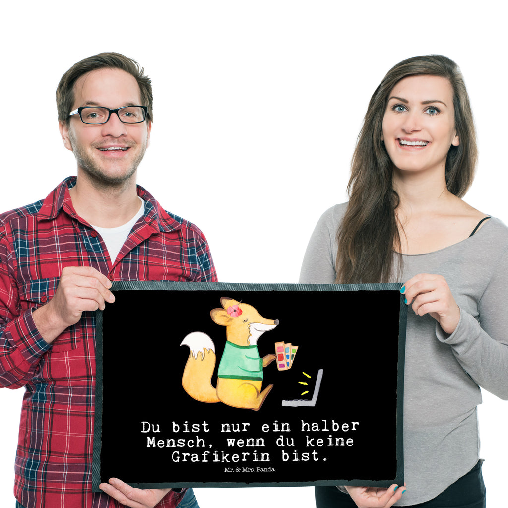Fußmatte Grafikerin mit Herz Grafikerin, Designer, Mediengestalter, Grafikdesignerin,  Türvorleger, Schmutzmatte, Fußabtreter, Matte, Schmutzfänger, Fußabstreifer, Schmutzfangmatte, Türmatte, Motivfußmatte,  Haustürmatte, Vorleger  Beruf, Ausbildung, Jubiläum, Abschied, Rente, Kollege, Kollegin, Geschenk, Schenken, Arbeitskollege, Mitarbeiter, Firma, Danke, Dankeschön