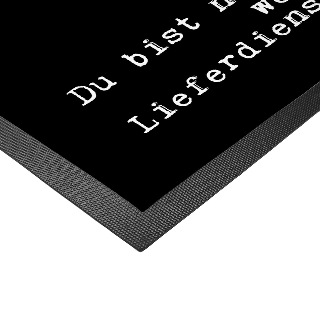 Fußmatte Lieferdienstmitarbeiter mit Herz Lieferdienstmitarbeiter, Pizzabäcker, Pizzabote, Pizzabringdienst, Lieferbringdienst,  Türvorleger, Schmutzmatte, Fußabtreter, Matte, Schmutzfänger, Fußabstreifer, Schmutzfangmatte, Türmatte, Motivfußmatte,  Haustürmatte, Vorleger  Beruf, Ausbildung, Jubiläum, Abschied, Rente, Kollege, Kollegin, Geschenk, Schenken, Arbeitskollege, Mitarbeiter, Firma, Danke, Dankeschön