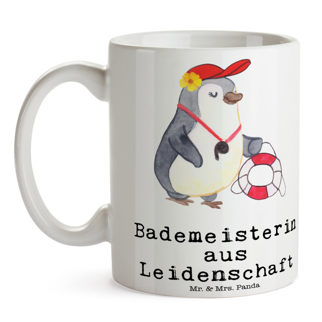 Tasse Bademeisterin aus Leidenschaft Bademeisterin, Rettungsschwimmerin, Schwimmmeisterin, Schwimmbad, Freibad, Badeanstalt, Schwimmverein, Schwimmschule,  Becher, Kaffeetasse, Kaffeebecher, Tee, Frühstück, Büro  Beruf, Ausbildung, Jubiläum, Abschied, Rente, Kollege, Kollegin, Geschenk, Schenken, Arbeitskollege, Mitarbeiter, Firma, Danke, Dankeschön
