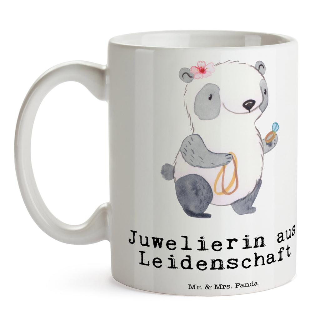 Tasse Juwelierin aus Leidenschaft Juwelierin, Goldschmiedin, Schmuckwarenhändlerin, Schmuckgeschäft, Eröffnung,  Becher, Kaffeetasse, Kaffeebecher, Tee, Frühstück, Büro  Beruf, Ausbildung, Jubiläum, Abschied, Rente, Kollege, Kollegin, Geschenk, Schenken, Arbeitskollege, Mitarbeiter, Firma, Danke, Dankeschön