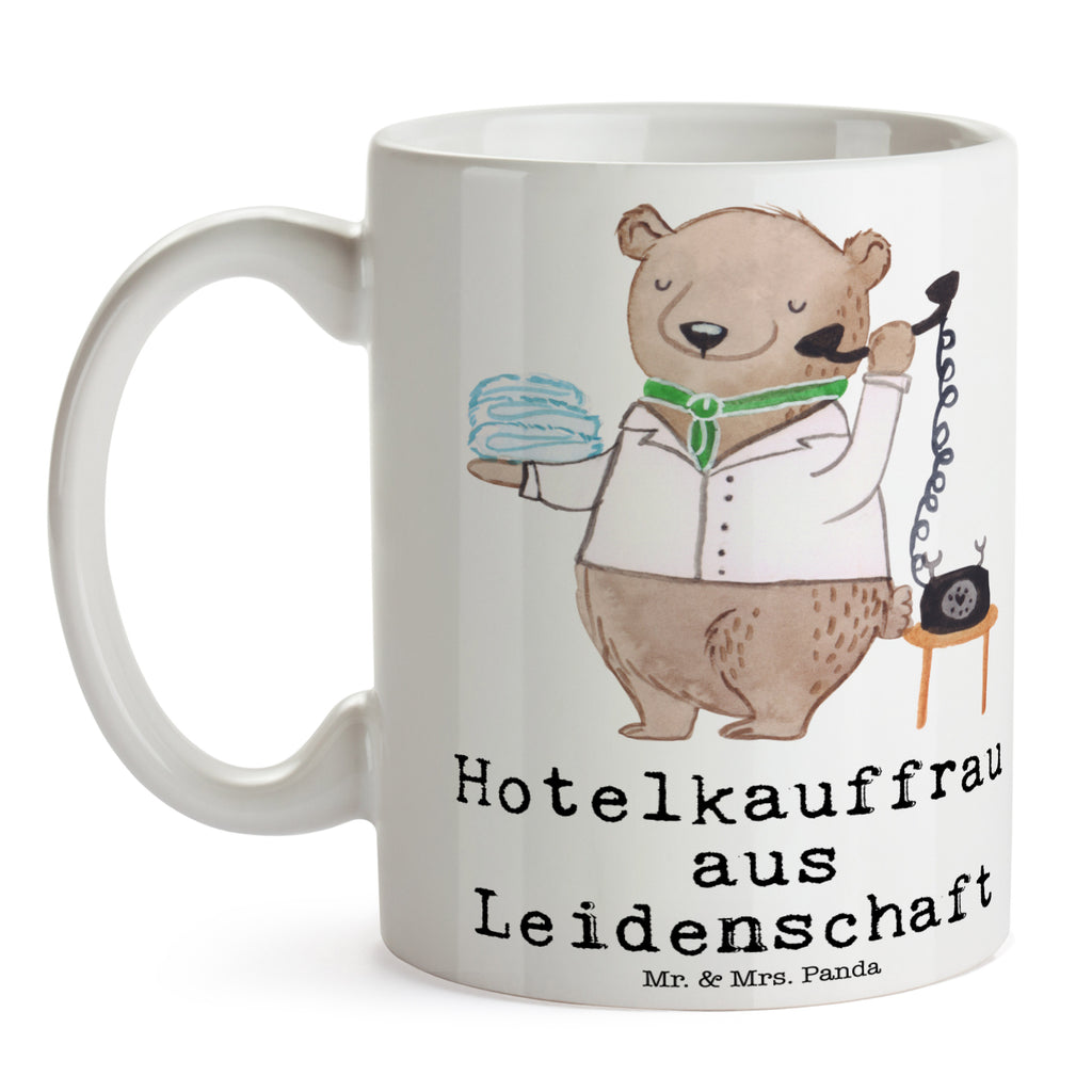 Tasse Hotelkauffrau aus Leidenschaft Hotelkauffrau, Hotelfachfrau, Hotelfachangestellte, Hotelier, Hoteleröffnung
 Becher, Kaffeetasse, Kaffeebecher, Tee, Frühstück, Büro  Beruf, Ausbildung, Jubiläum, Abschied, Rente, Kollege, Kollegin, Geschenk, Schenken, Arbeitskollege, Mitarbeiter, Firma, Danke, Dankeschön
