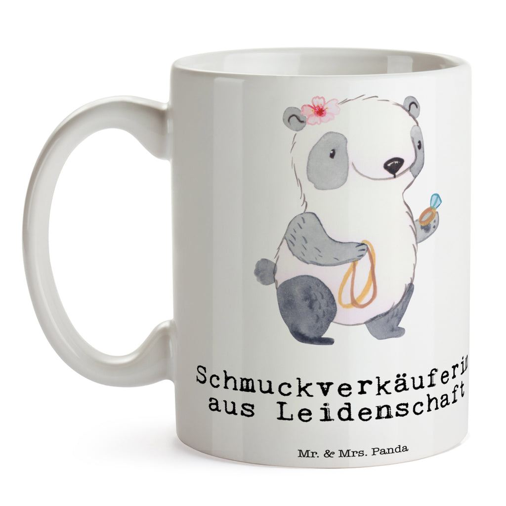 Tasse Schmuckverkäuferin aus Leidenschaft Schmuckverkäuferin, Juwelier, Goldschmied, Schmied, Schmuckwarenhändler, Schmuckgeschäft, Eröffnung, Ausbildung Becher, Kaffeetasse, Kaffeebecher, Tee, Frühstück, Büro  Beruf, Ausbildung, Jubiläum, Abschied, Rente, Kollege, Kollegin, Geschenk, Schenken, Arbeitskollege, Mitarbeiter, Firma, Danke, Dankeschön