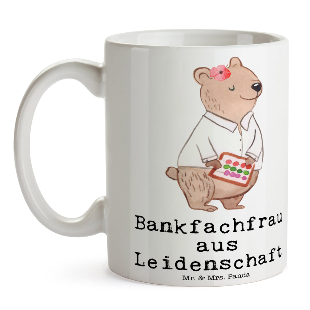 Tasse Bankfachfrau aus Leidenschaft Bankfachfrau, Bankangestellte, Bänkerin, Bankberaterin Becher, Kaffeetasse, Kaffeebecher, Tee, Frühstück, Büro  Beruf, Ausbildung, Jubiläum, Abschied, Rente, Kollege, Kollegin, Geschenk, Schenken, Arbeitskollege, Mitarbeiter, Firma, Danke, Dankeschön