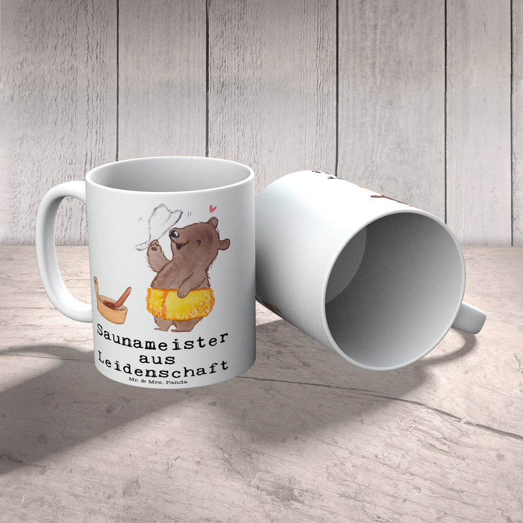 Tasse Saunameister aus Leidenschaft  Becher, Kaffeetasse, Kaffeebecher, Tee, Frühstück, Büro  Beruf, Ausbildung, Jubiläum, Abschied, Rente, Kollege, Kollegin, Geschenk, Schenken, Arbeitskollege, Mitarbeiter, Firma, Danke, Dankeschön