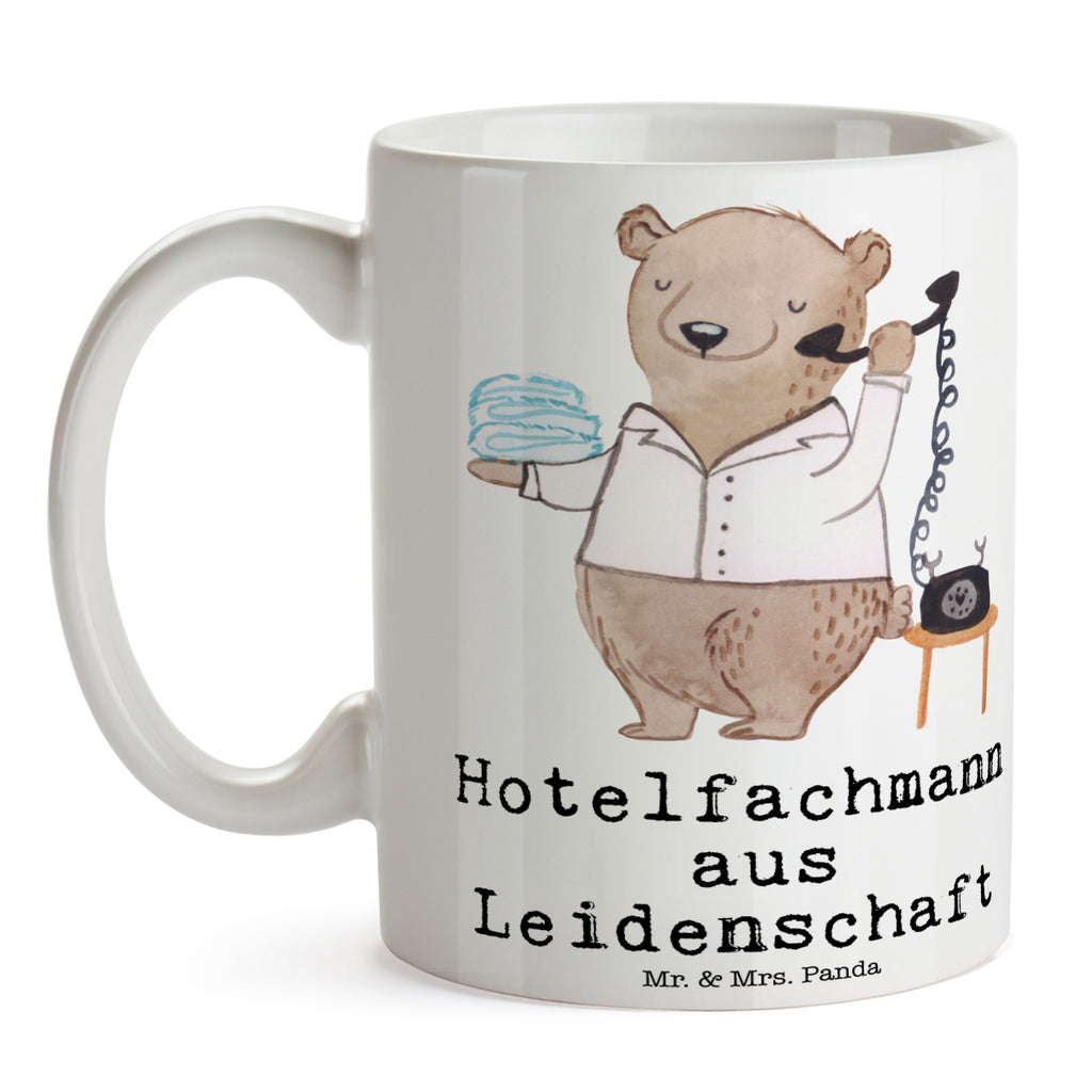 Tasse Hotelfachmann aus Leidenschaft Hotelfachmann, Hotelkaufmann, Hotelfachangestellter, Hotelier, Hoteleröffnung
 Becher, Kaffeetasse, Kaffeebecher, Tee, Frühstück, Büro  Beruf, Ausbildung, Jubiläum, Abschied, Rente, Kollege, Kollegin, Geschenk, Schenken, Arbeitskollege, Mitarbeiter, Firma, Danke, Dankeschön