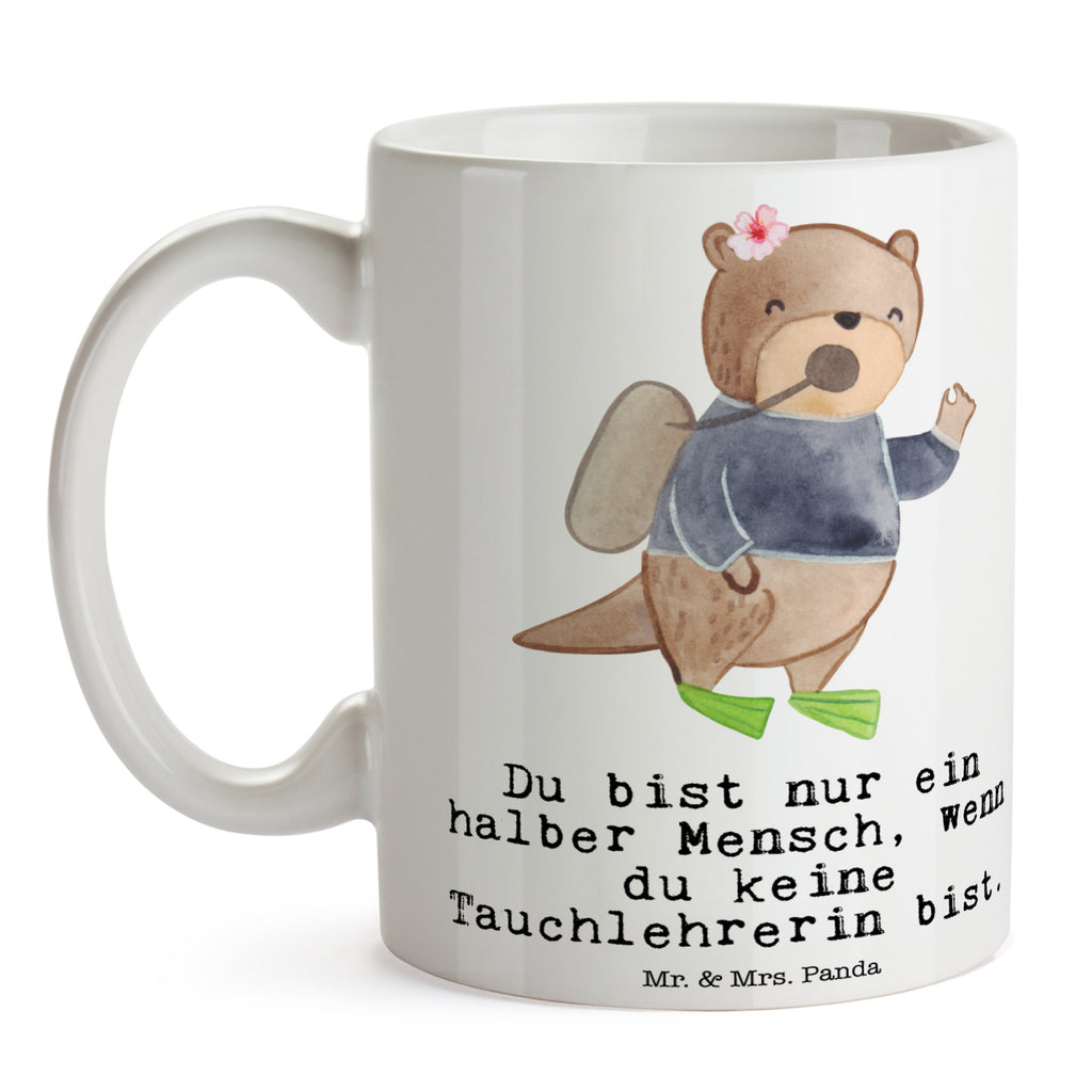 Tasse Tauchlehrerin mit Herz  Becher, Kaffeetasse, Kaffeebecher, Tee, Frühstück, Büro  Beruf, Ausbildung, Jubiläum, Abschied, Rente, Kollege, Kollegin, Geschenk, Schenken, Arbeitskollege, Mitarbeiter, Firma, Danke, Dankeschön