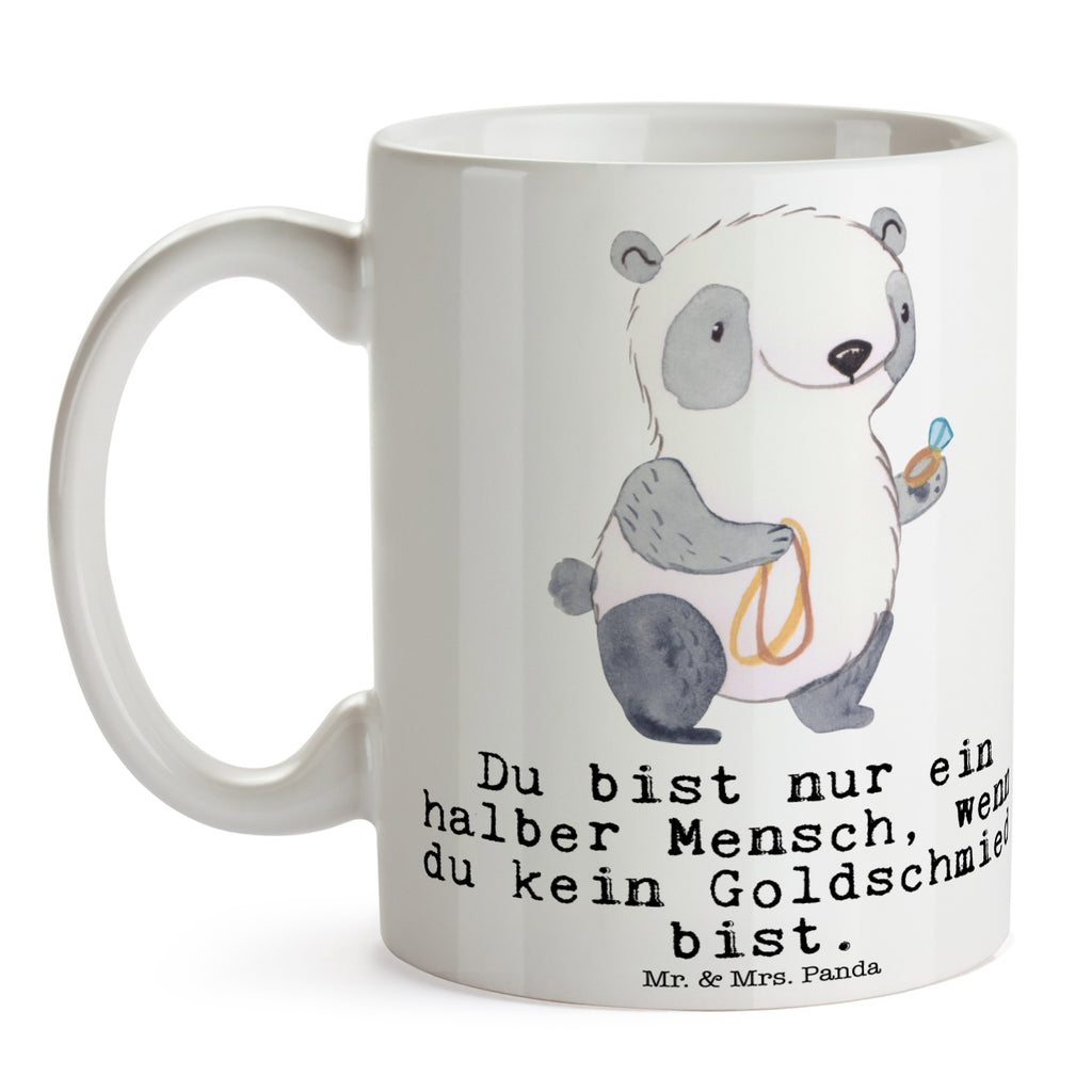 Tasse Goldschmied mit Herz Juwelier, Goldschmied, Schmied, Schmuckwarenhändler, Schmuckgeschäft, Eröffnung,  Becher, Kaffeetasse, Kaffeebecher, Tee, Frühstück, Büro  Beruf, Ausbildung, Jubiläum, Abschied, Rente, Kollege, Kollegin, Geschenk, Schenken, Arbeitskollege, Mitarbeiter, Firma, Danke, Dankeschön