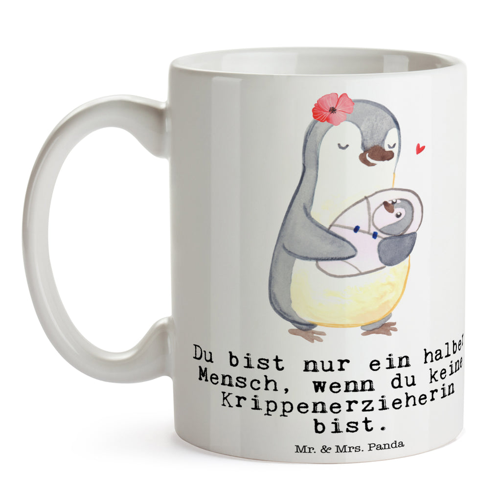 Tasse Krippenerzieherin mit Herz Krippenerzieherin,  Kindertagesstätte, KITA, Eröffnung, Erzieherin, Pädagogin,  Becher, Kaffeetasse, Kaffeebecher, Tee, Frühstück, Büro  Beruf, Ausbildung, Jubiläum, Abschied, Rente, Kollege, Kollegin, Geschenk, Schenken, Arbeitskollege, Mitarbeiter, Firma, Danke, Dankeschön