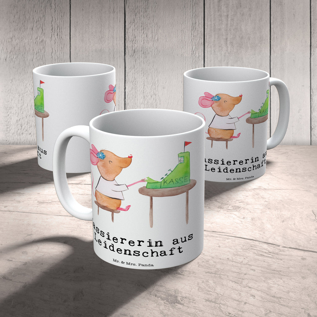 Tasse Kassiererin aus Leidenschaft Kassiererin, Kassenwartin, Mitarbeiterin Kasse,  Becher, Kaffeetasse, Kaffeebecher, Tee, Frühstück, Büro  Beruf, Ausbildung, Jubiläum, Abschied, Rente, Kollege, Kollegin, Geschenk, Schenken, Arbeitskollege, Mitarbeiter, Firma, Danke, Dankeschön