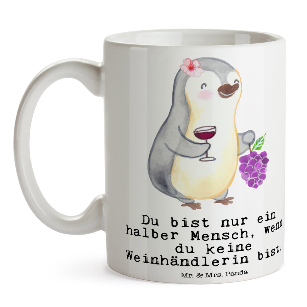 Tasse Weinhändlerin mit Herz  Becher, Kaffeetasse, Kaffeebecher, Tee, Frühstück, Büro  Beruf, Ausbildung, Jubiläum, Abschied, Rente, Kollege, Kollegin, Geschenk, Schenken, Arbeitskollege, Mitarbeiter, Firma, Danke, Dankeschön
