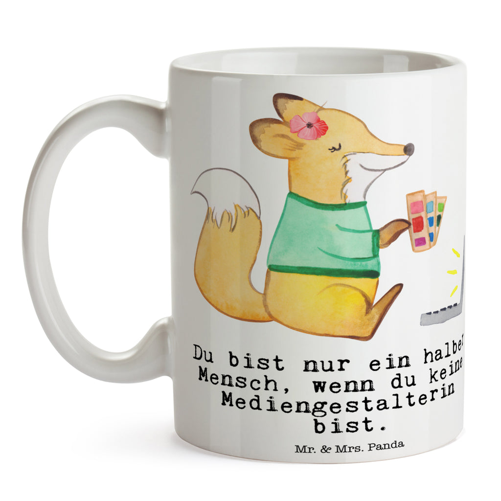 Tasse Mediengestalterin mit Herz Grafikerin, Designer, Mediengestalter, Grafikdesignerin,  Becher, Kaffeetasse, Kaffeebecher, Tee, Frühstück, Büro  Beruf, Ausbildung, Jubiläum, Abschied, Rente, Kollege, Kollegin, Geschenk, Schenken, Arbeitskollege, Mitarbeiter, Firma, Danke, Dankeschön