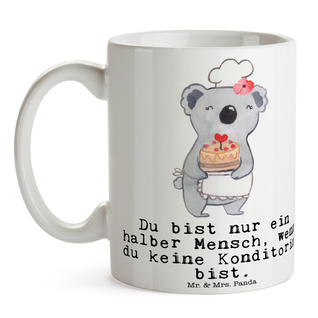 Tasse Konditorin mit Herz Konditorin, Kuchenbäckerin, 
Patissierin, Confiseurin, Bäckerin,  Becher, Kaffeetasse, Kaffeebecher, Tee, Frühstück, Büro  Beruf, Ausbildung, Jubiläum, Abschied, Rente, Kollege, Kollegin, Geschenk, Schenken, Arbeitskollege, Mitarbeiter, Firma, Danke, Dankeschön