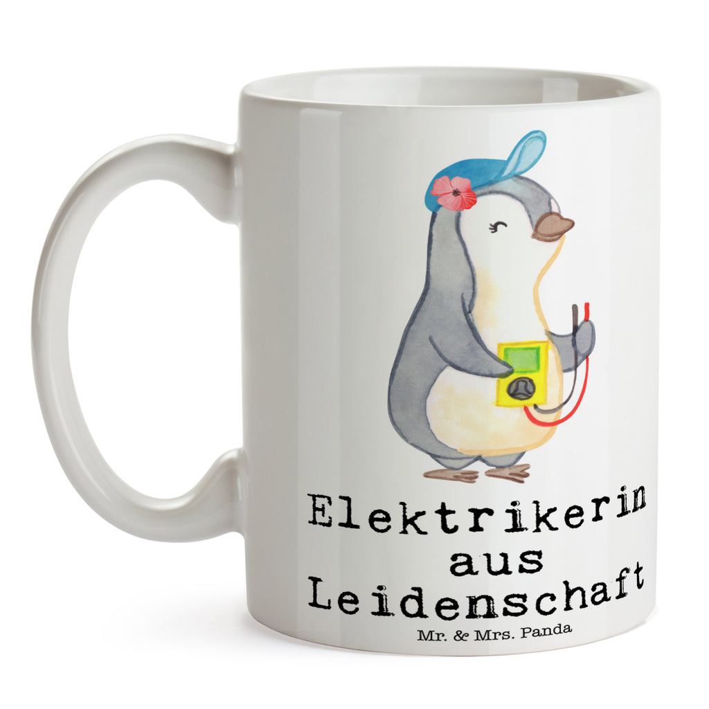 Tasse Elektrikerin aus Leidenschaft Elektrikerin,  Elektronmonteurin, Elektrotechnikerin, Elektroinstallateurin, Elektromeisterin, Gesellenprüfung, Ausbildung,  Becher, Kaffeetasse, Kaffeebecher, Tee, Frühstück, Büro  Beruf, Ausbildung, Jubiläum, Abschied, Rente, Kollege, Kollegin, Geschenk, Schenken, Arbeitskollege, Mitarbeiter, Firma, Danke, Dankeschön