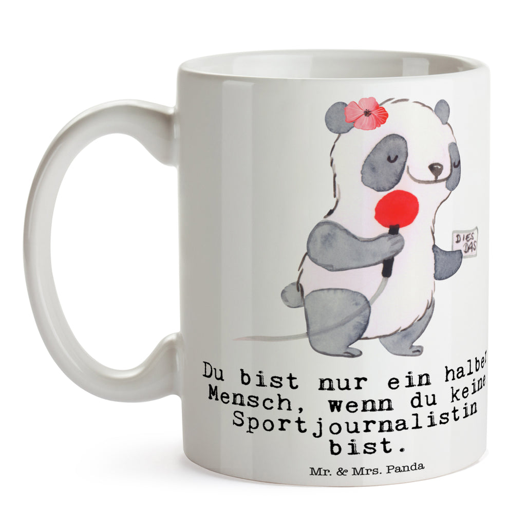 Tasse Sportjournalistin mit Herz Sportjournalistin, Journalistin, Reporterin, Redakteurin,  Pressebüro, Ausbildung  , Studium Becher, Kaffeetasse, Kaffeebecher, Tee, Frühstück, Büro  Beruf, Ausbildung, Jubiläum, Abschied, Rente, Kollege, Kollegin, Geschenk, Schenken, Arbeitskollege, Mitarbeiter, Firma, Danke, Dankeschön