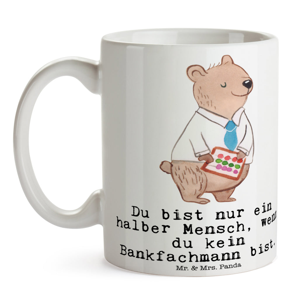 Tasse Bankfachmann mit Herz Bankfachmann, Bankangestellter, Bänker, Bankberater Becher, Kaffeetasse, Kaffeebecher, Tee, Frühstück, Büro  Beruf, Ausbildung, Jubiläum, Abschied, Rente, Kollege, Kollegin, Geschenk, Schenken, Arbeitskollege, Mitarbeiter, Firma, Danke, Dankeschön