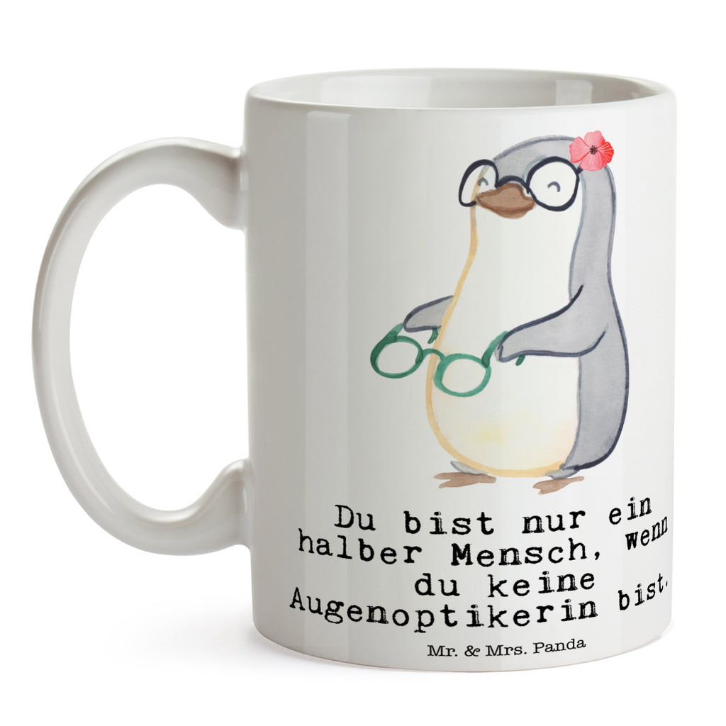Tasse Augenoptikerin mit Herz Augenoptikerin, Optikerin, Augenärztin, Optometristin, Brillenverkäuferin, Brillengeschäft, Eröffnung,  Becher, Kaffeetasse, Kaffeebecher, Tee, Frühstück, Büro  Beruf, Ausbildung, Jubiläum, Abschied, Rente, Kollege, Kollegin, Geschenk, Schenken, Arbeitskollege, Mitarbeiter, Firma, Danke, Dankeschön