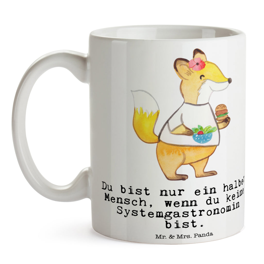 Tasse Systemgastronomin mit Herz  Becher, Kaffeetasse, Kaffeebecher, Tee, Frühstück, Büro  Beruf, Ausbildung, Jubiläum, Abschied, Rente, Kollege, Kollegin, Geschenk, Schenken, Arbeitskollege, Mitarbeiter, Firma, Danke, Dankeschön
