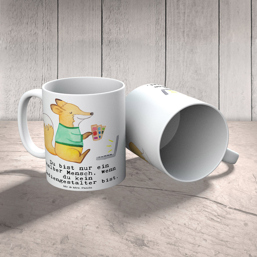 Tasse Mediengestalter mit Herz Grafiker, Designer, Mediengestalter, Grafikdesigner, Becher, Kaffeetasse, Kaffeebecher, Tee, Frühstück, Büro  Beruf, Ausbildung, Jubiläum, Abschied, Rente, Kollege, Kollegin, Geschenk, Schenken, Arbeitskollege, Mitarbeiter, Firma, Danke, Dankeschön