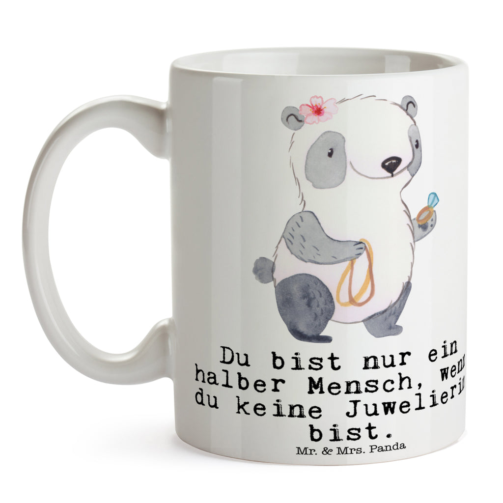 Tasse Juwelierin mit Herz Juwelierin, Goldschmiedin, Schmuckwarenhändlerin, Schmuckgeschäft, Eröffnung,  Becher, Kaffeetasse, Kaffeebecher, Tee, Frühstück, Büro  Beruf, Ausbildung, Jubiläum, Abschied, Rente, Kollege, Kollegin, Geschenk, Schenken, Arbeitskollege, Mitarbeiter, Firma, Danke, Dankeschön