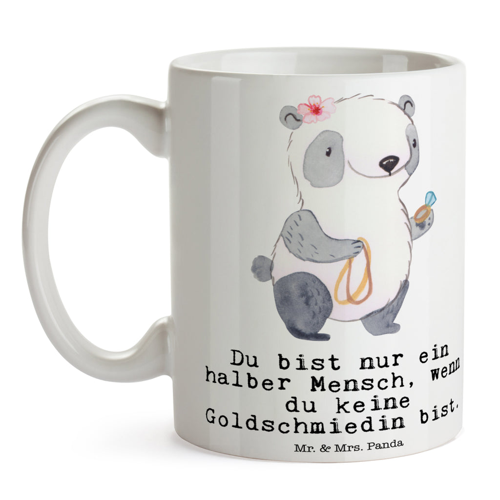 Tasse Goldschmiedin mit Herz Juwelierin, Goldschmiedin, Schmiedin, Schmuckwarenhändlerin, Schmuckgeschäft, Eröffnung,  Becher, Kaffeetasse, Kaffeebecher, Tee, Frühstück, Büro  Beruf, Ausbildung, Jubiläum, Abschied, Rente, Kollege, Kollegin, Geschenk, Schenken, Arbeitskollege, Mitarbeiter, Firma, Danke, Dankeschön