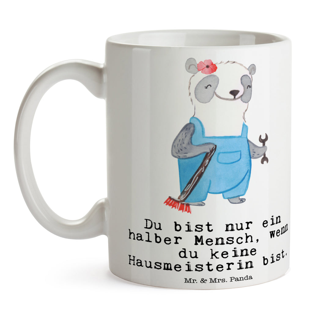 Tasse Hausmeisterin mit Herz Hausmeisterin, Concierge,
Hausverwalterin,  Facility Manager  Becher, Kaffeetasse, Kaffeebecher, Tee, Frühstück, Büro  Beruf, Ausbildung, Jubiläum, Abschied, Rente, Kollege, Kollegin, Geschenk, Schenken, Arbeitskollege, Mitarbeiter, Firma, Danke, Dankeschön