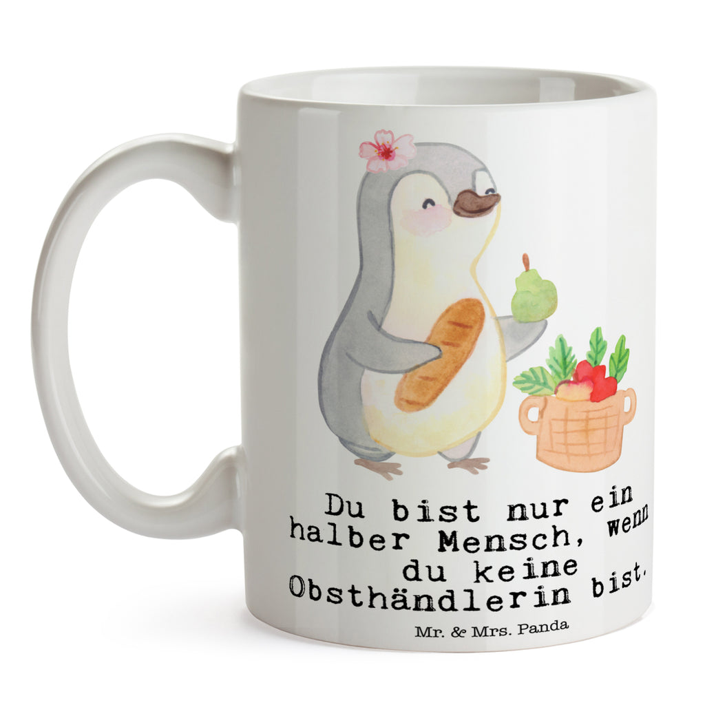Tasse Obsthändlerin mit Herz Obsthändlerin, Obstverkäuferin, Wochenmarkthändlerin, Obstbäuerin, Obst- und Gemüsehändlerin, Obstplantage,  Becher, Kaffeetasse, Kaffeebecher, Tee, Frühstück, Büro  Beruf, Ausbildung, Jubiläum, Abschied, Rente, Kollege, Kollegin, Geschenk, Schenken, Arbeitskollege, Mitarbeiter, Firma, Danke, Dankeschön