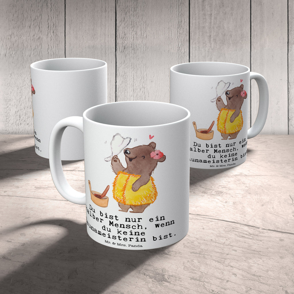 Tasse Saunameisterin mit Herz  Becher, Kaffeetasse, Kaffeebecher, Tee, Frühstück, Büro  Beruf, Ausbildung, Jubiläum, Abschied, Rente, Kollege, Kollegin, Geschenk, Schenken, Arbeitskollege, Mitarbeiter, Firma, Danke, Dankeschön