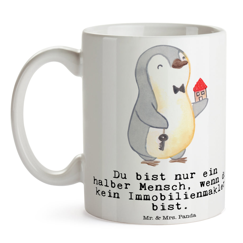 Tasse Immobilienmakler mit Herz Immobilienmakler, Immobilienhändler, Immobilienkaufmann, Immobilienbüro, Ausbildung, Becher, Kaffeetasse, Kaffeebecher, Tee, Frühstück, Büro  Beruf, Ausbildung, Jubiläum, Abschied, Rente, Kollege, Kollegin, Geschenk, Schenken, Arbeitskollege, Mitarbeiter, Firma, Danke, Dankeschön