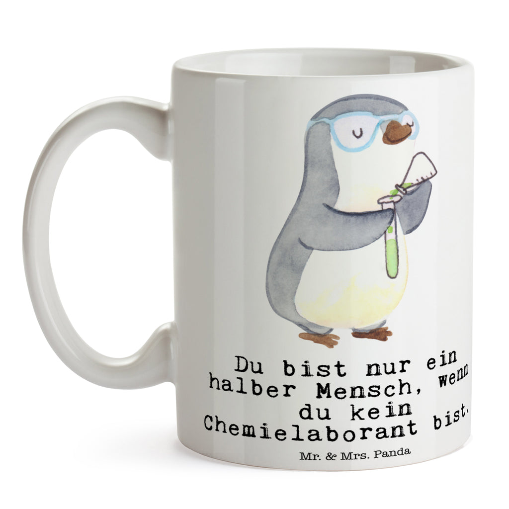 Tasse Chemielaborant mit Herz Chemiker, Chemielaborant, Naturwissenschaftler, Labor,  Studium, Forschung, Wissenschaftler,  Becher, Kaffeetasse, Kaffeebecher, Tee, Frühstück, Büro  Beruf, Ausbildung, Jubiläum, Abschied, Rente, Kollege, Kollegin, Geschenk, Schenken, Arbeitskollege, Mitarbeiter, Firma, Danke, Dankeschön