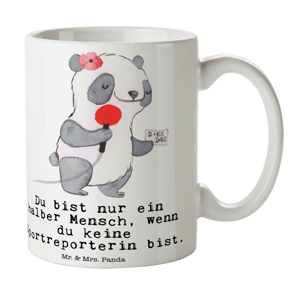 Tasse Sportreporterin mit Herz  Becher, Kaffeetasse, Kaffeebecher, Tee, Frühstück, Büro  Beruf, Ausbildung, Jubiläum, Abschied, Rente, Kollege, Kollegin, Geschenk, Schenken, Arbeitskollege, Mitarbeiter, Firma, Danke, Dankeschön