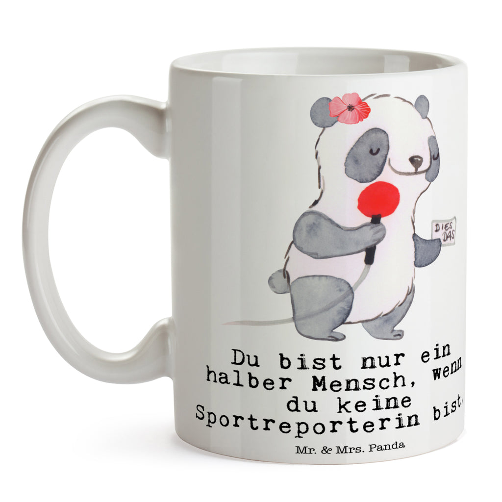Tasse Sportreporterin mit Herz  Becher, Kaffeetasse, Kaffeebecher, Tee, Frühstück, Büro  Beruf, Ausbildung, Jubiläum, Abschied, Rente, Kollege, Kollegin, Geschenk, Schenken, Arbeitskollege, Mitarbeiter, Firma, Danke, Dankeschön