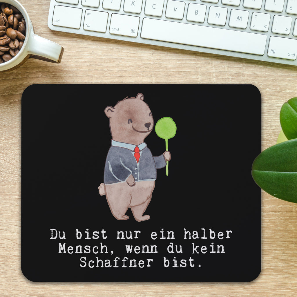 Mauspad Schaffner mit Herz Mousepad, Computer zubehör, Büroausstattung, PC Zubehör, Arbeitszimmer, Mauspad, Einzigartiges Mauspad, Designer Mauspad, Beruf, Ausbildung, Jubiläum, Abschied, Rente, Kollege, Kollegin, Geschenk, Schenken, Arbeitskollege, Mitarbeiter, Firma, Danke, Dankeschön