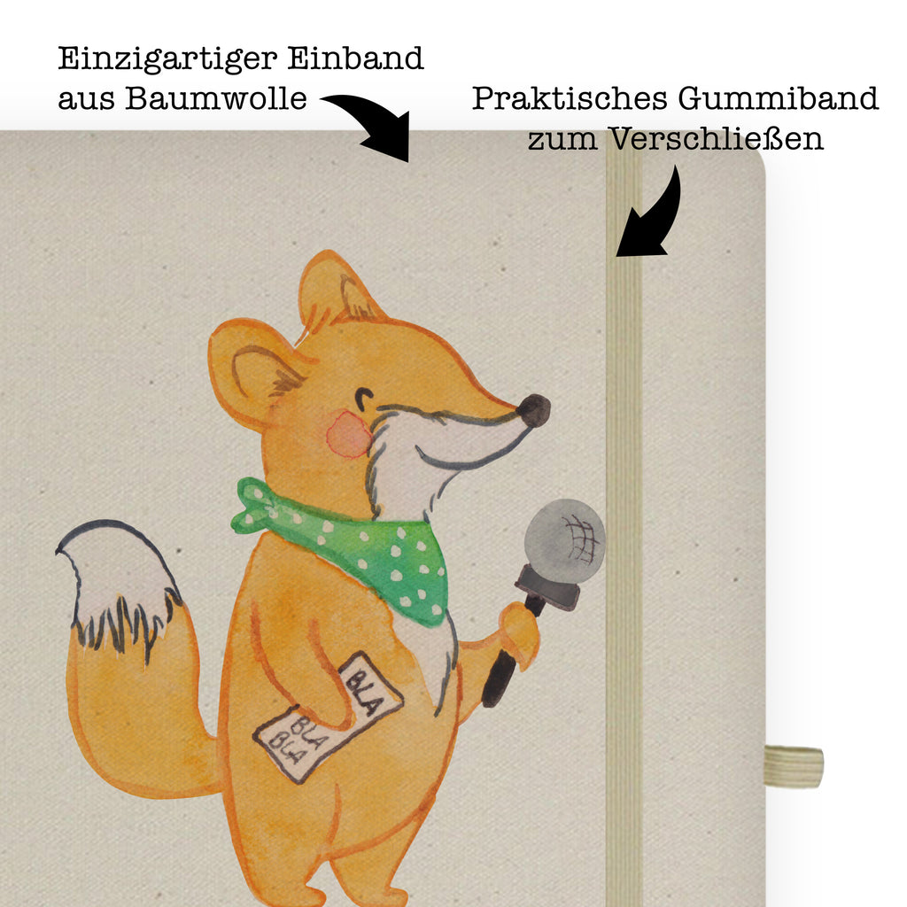 DIN A4 Baumwoll Notizbuch Moderatorin mit Herz Notizen, Eintragebuch, Tagebuch, Notizblock, Adressbuch, Journal, Kladde, Skizzenbuch, Notizheft, Schreibbuch, Schreibheft, Beruf, Ausbildung, Jubiläum, Abschied, Rente, Kollege, Kollegin, Geschenk, Schenken, Arbeitskollege, Mitarbeiter, Firma, Danke, Dankeschön