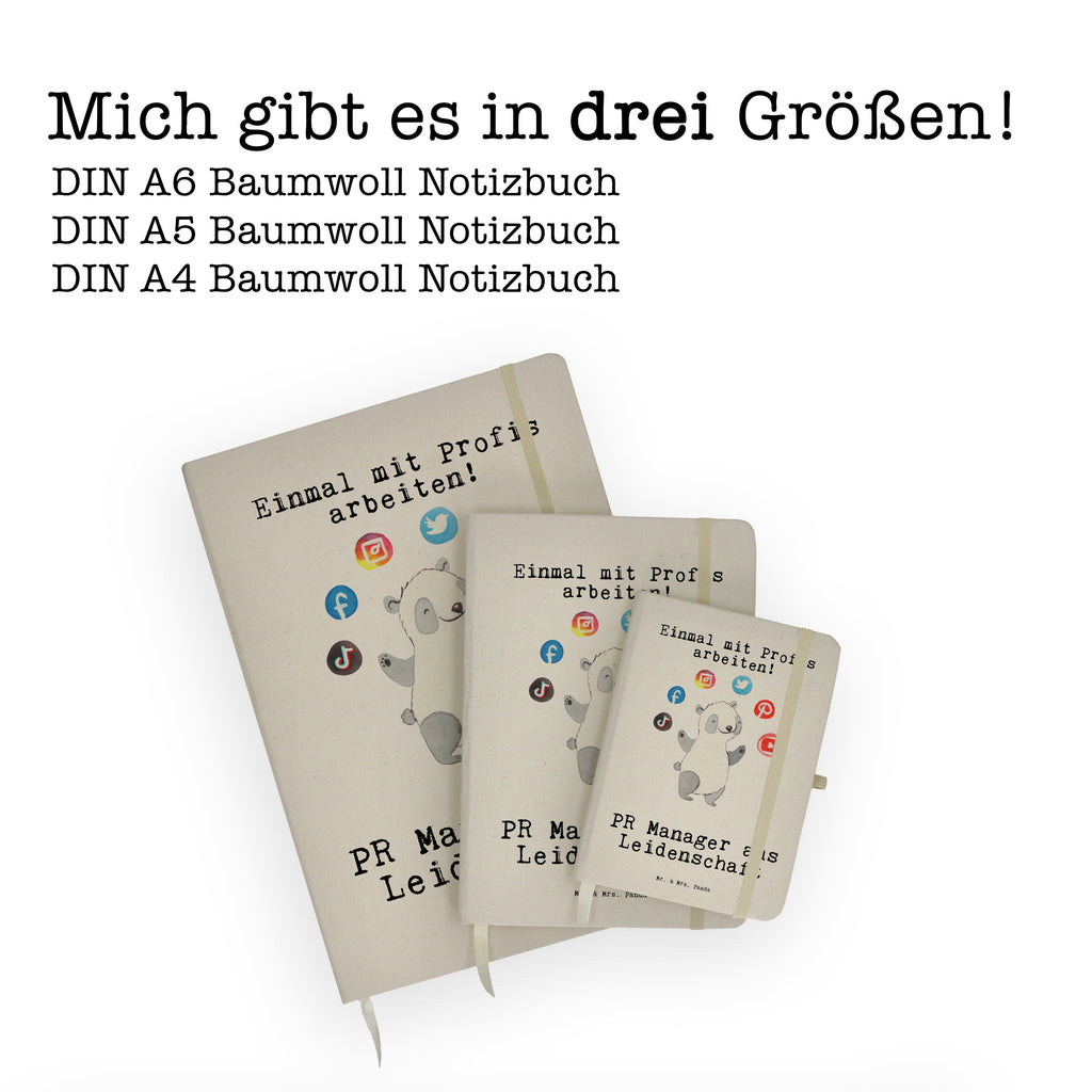 DIN A6 Baumwoll Notizbuch PR Manager aus Leidenschaft Notizen, Eintragebuch, Tagebuch, Notizblock, Adressbuch, Journal, Kladde, Skizzenbuch, Notizheft, Schreibbuch, Schreibheft, Beruf, Ausbildung, Jubiläum, Abschied, Rente, Kollege, Kollegin, Geschenk, Schenken, Arbeitskollege, Mitarbeiter, Firma, Danke, Dankeschön