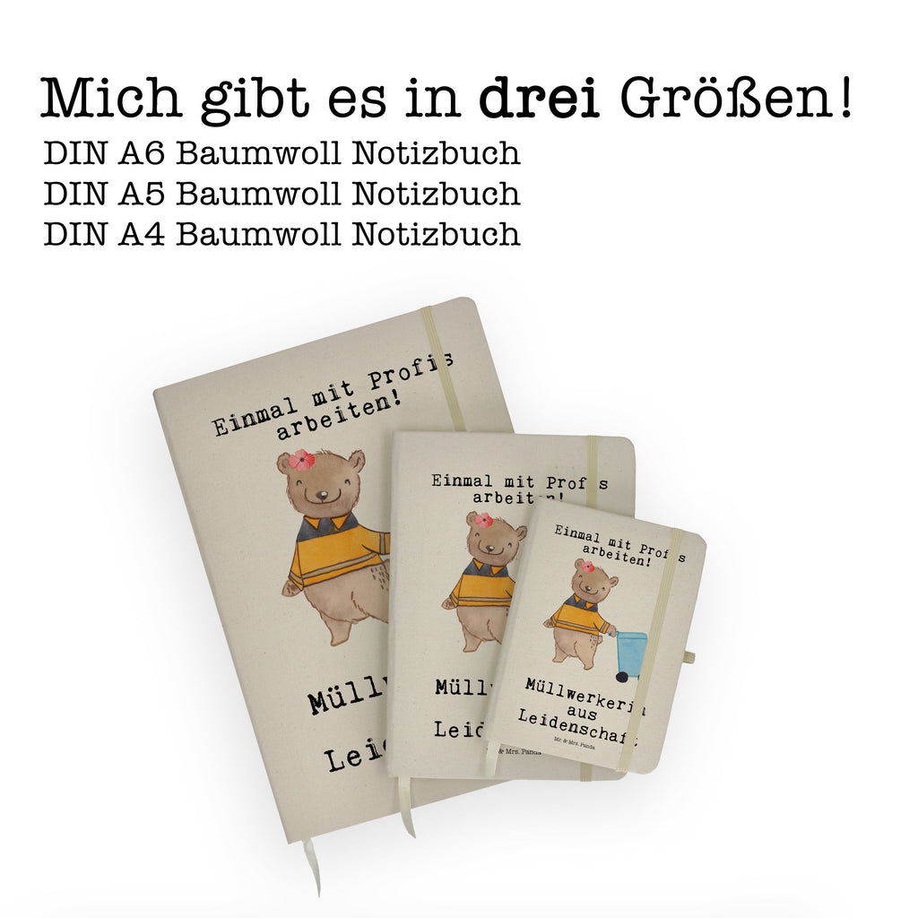 DIN A6 Baumwoll Notizbuch Müllwerkerin aus Leidenschaft Notizen, Eintragebuch, Tagebuch, Notizblock, Adressbuch, Journal, Kladde, Skizzenbuch, Notizheft, Schreibbuch, Schreibheft, Beruf, Ausbildung, Jubiläum, Abschied, Rente, Kollege, Kollegin, Geschenk, Schenken, Arbeitskollege, Mitarbeiter, Firma, Danke, Dankeschön, Müllwerkerin, Fachkraft Kreislauf- und Abfallwirtschaft, Müllentsorgerin, Kehrichtfrau, Müllfrau, Müllfahreriin
