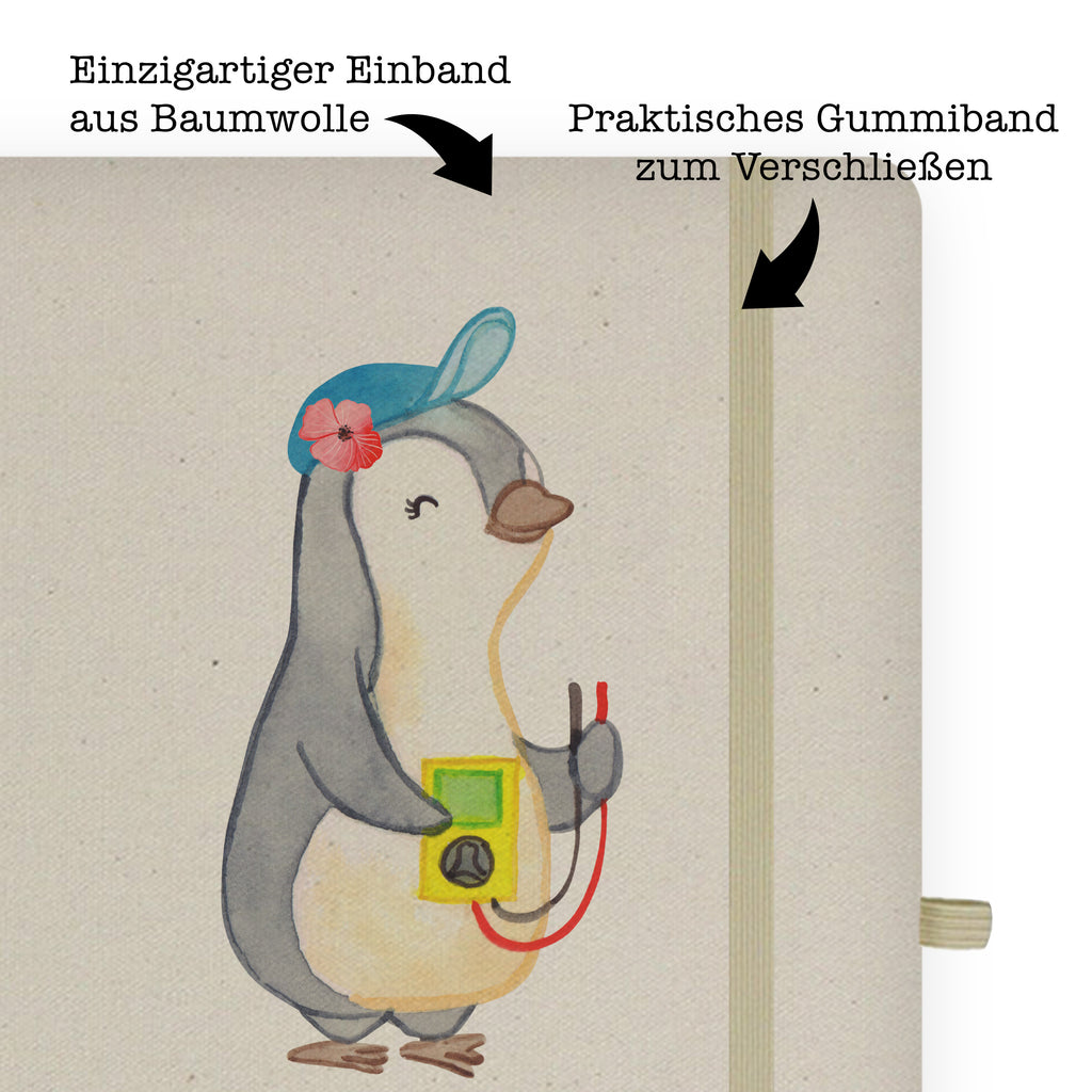 DIN A6 Baumwoll Notizbuch Elektrikerin mit Herz Notizen, Eintragebuch, Tagebuch, Notizblock, Adressbuch, Journal, Kladde, Skizzenbuch, Notizheft, Schreibbuch, Schreibheft, Beruf, Ausbildung, Jubiläum, Abschied, Rente, Kollege, Kollegin, Geschenk, Schenken, Arbeitskollege, Mitarbeiter, Firma, Danke, Dankeschön, Elektrikerin, Elektronmonteurin, Elektrotechnikerin, Elektroinstallateurin, Elektromeisterin, Gesellenprüfung