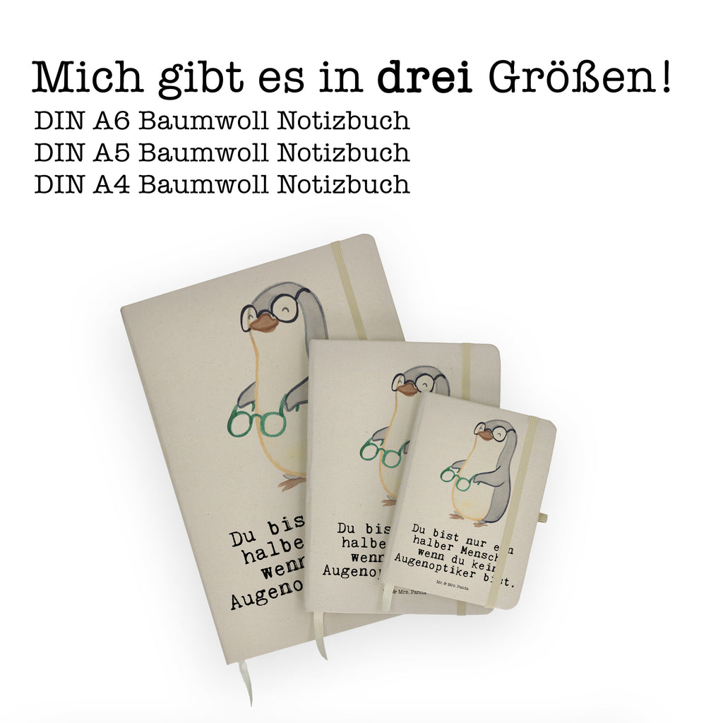 DIN A6 Baumwoll Notizbuch Augenoptiker mit Herz Notizen, Eintragebuch, Tagebuch, Notizblock, Adressbuch, Journal, Kladde, Skizzenbuch, Notizheft, Schreibbuch, Schreibheft, Beruf, Ausbildung, Jubiläum, Abschied, Rente, Kollege, Kollegin, Geschenk, Schenken, Arbeitskollege, Mitarbeiter, Firma, Danke, Dankeschön, Augenoptiker, Optiker, Augenarzt, Optometrist, Brillenverkäufer, Brillengeschäft, Eröffnung
