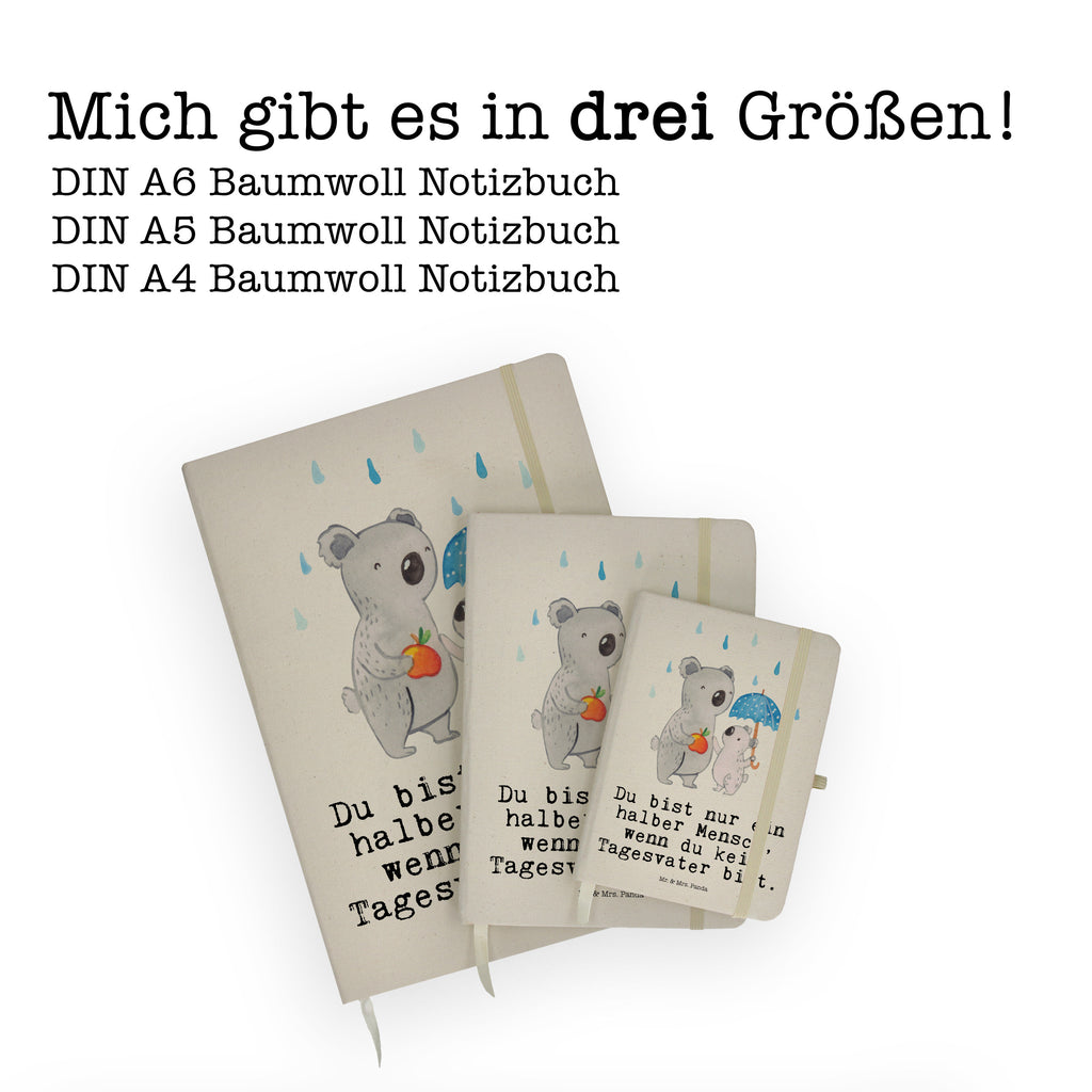 DIN A6 Baumwoll Notizbuch Tagesvater mit Herz Notizen, Eintragebuch, Tagebuch, Notizblock, Adressbuch, Journal, Kladde, Skizzenbuch, Notizheft, Schreibbuch, Schreibheft, Beruf, Ausbildung, Jubiläum, Abschied, Rente, Kollege, Kollegin, Geschenk, Schenken, Arbeitskollege, Mitarbeiter, Firma, Danke, Dankeschön