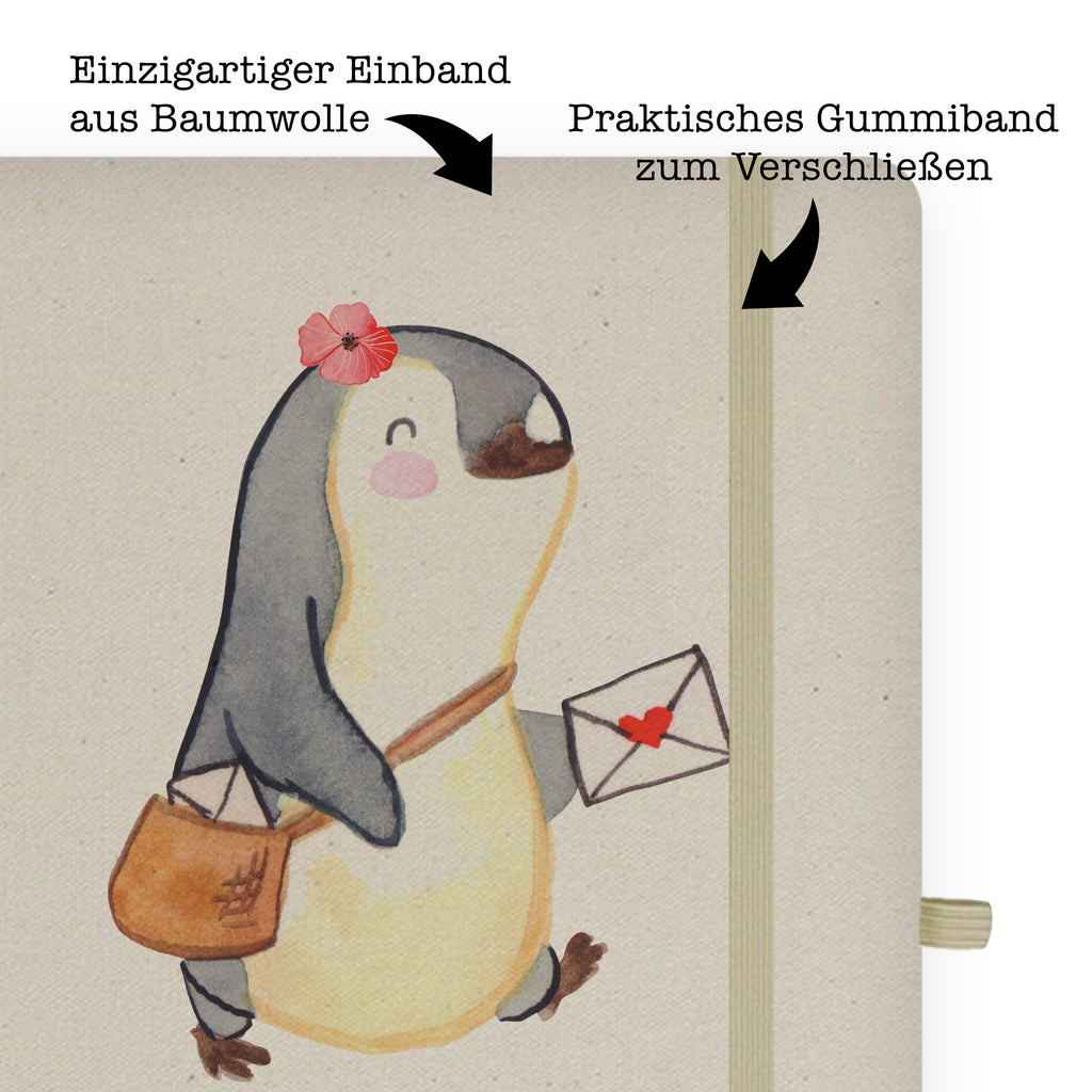DIN A6 Baumwoll Notizbuch Postbotin mit Herz Notizen, Eintragebuch, Tagebuch, Notizblock, Adressbuch, Journal, Kladde, Skizzenbuch, Notizheft, Schreibbuch, Schreibheft, Beruf, Ausbildung, Jubiläum, Abschied, Rente, Kollege, Kollegin, Geschenk, Schenken, Arbeitskollege, Mitarbeiter, Firma, Danke, Dankeschön, Postbotin, Briefzustellerin, Briefträgerin, Postlerin