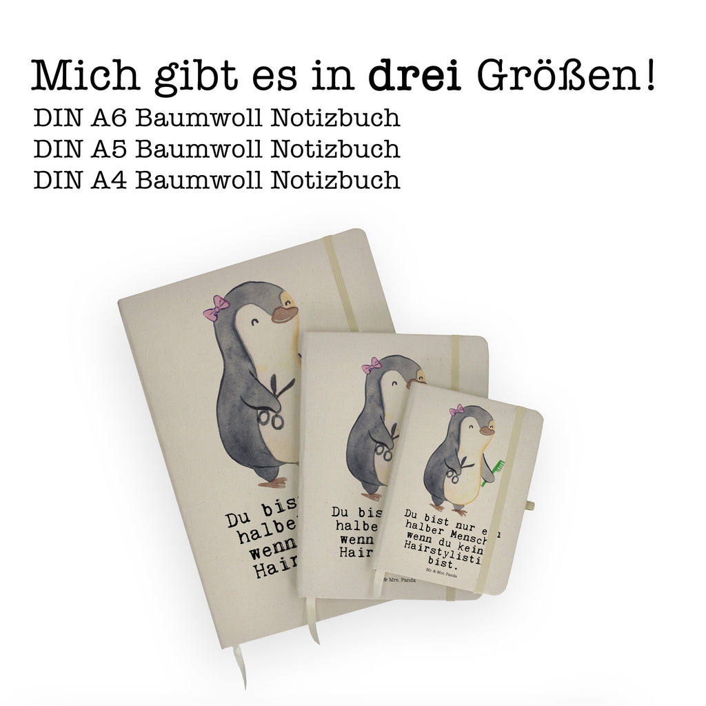 DIN A5 Baumwoll Notizbuch Hairstylistin mit Herz Notizen, Eintragebuch, Tagebuch, Notizblock, Adressbuch, Journal, Kladde, Skizzenbuch, Notizheft, Schreibbuch, Schreibheft, Beruf, Ausbildung, Jubiläum, Abschied, Rente, Kollege, Kollegin, Geschenk, Schenken, Arbeitskollege, Mitarbeiter, Firma, Danke, Dankeschön, Frisörin, Haarstylistin, Hairstylistin, Friseursalon