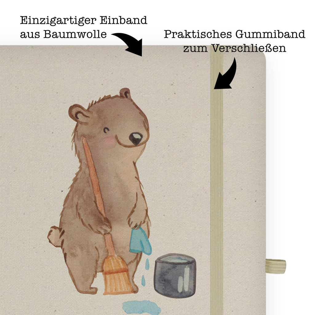 DIN A5 Baumwoll Notizbuch Reinigungskraft mit Herz Notizen, Eintragebuch, Tagebuch, Notizblock, Adressbuch, Journal, Kladde, Skizzenbuch, Notizheft, Schreibbuch, Schreibheft, Beruf, Ausbildung, Jubiläum, Abschied, Rente, Kollege, Kollegin, Geschenk, Schenken, Arbeitskollege, Mitarbeiter, Firma, Danke, Dankeschön