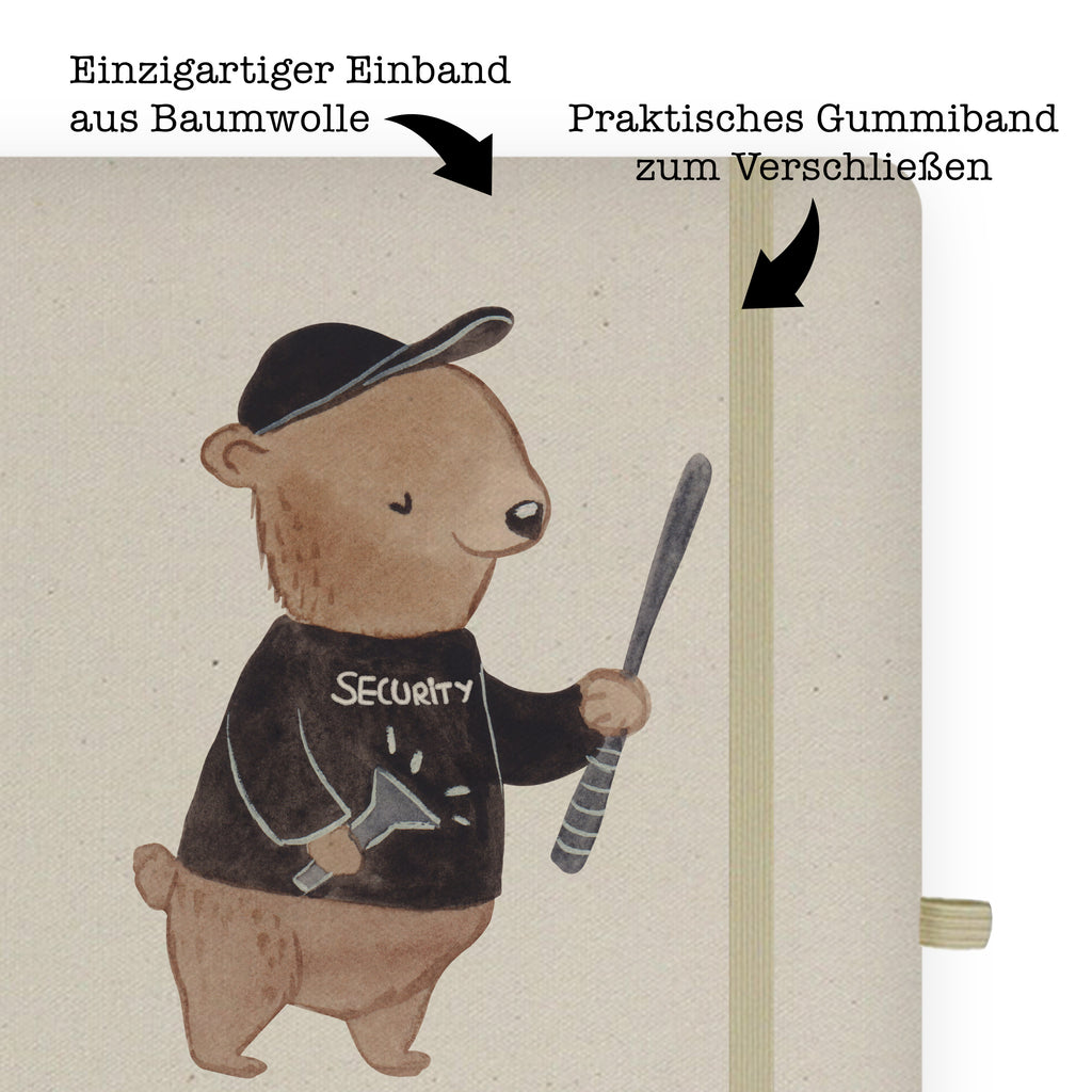 DIN A6 Baumwoll Notizbuch Sicherheitsdienstmitarbeiter mit Herz Notizen, Eintragebuch, Tagebuch, Notizblock, Adressbuch, Journal, Kladde, Skizzenbuch, Notizheft, Schreibbuch, Schreibheft, Beruf, Ausbildung, Jubiläum, Abschied, Rente, Kollege, Kollegin, Geschenk, Schenken, Arbeitskollege, Mitarbeiter, Firma, Danke, Dankeschön