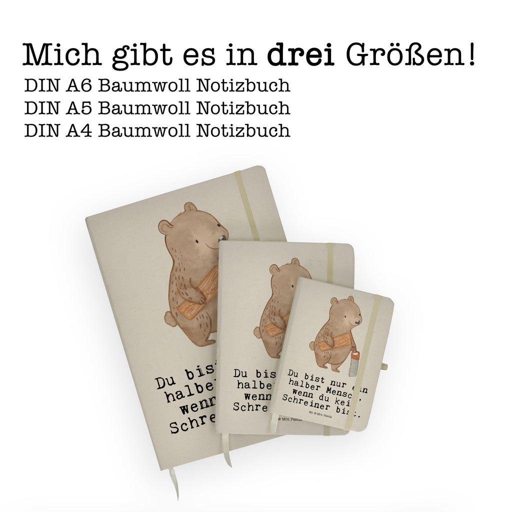 DIN A4 Baumwoll Notizbuch Schreiner mit Herz Notizen, Eintragebuch, Tagebuch, Notizblock, Adressbuch, Journal, Kladde, Skizzenbuch, Notizheft, Schreibbuch, Schreibheft, Beruf, Ausbildung, Jubiläum, Abschied, Rente, Kollege, Kollegin, Geschenk, Schenken, Arbeitskollege, Mitarbeiter, Firma, Danke, Dankeschön