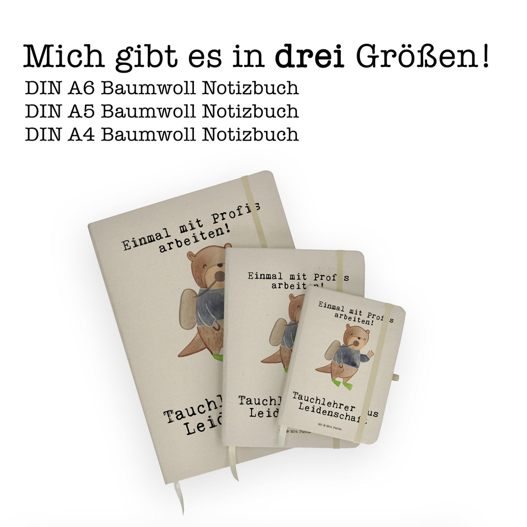 DIN A6 Baumwoll Notizbuch Tauchlehrer aus Leidenschaft Notizen, Eintragebuch, Tagebuch, Notizblock, Adressbuch, Journal, Kladde, Skizzenbuch, Notizheft, Schreibbuch, Schreibheft, Beruf, Ausbildung, Jubiläum, Abschied, Rente, Kollege, Kollegin, Geschenk, Schenken, Arbeitskollege, Mitarbeiter, Firma, Danke, Dankeschön
