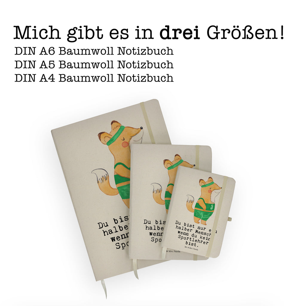 DIN A5 Baumwoll Notizbuch Sportlehrer mit Herz Notizen, Eintragebuch, Tagebuch, Notizblock, Adressbuch, Journal, Kladde, Skizzenbuch, Notizheft, Schreibbuch, Schreibheft, Beruf, Ausbildung, Jubiläum, Abschied, Rente, Kollege, Kollegin, Geschenk, Schenken, Arbeitskollege, Mitarbeiter, Firma, Danke, Dankeschön